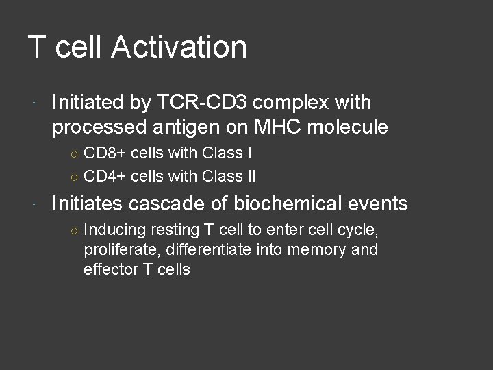 T cell Activation Initiated by TCR-CD 3 complex with processed antigen on MHC molecule