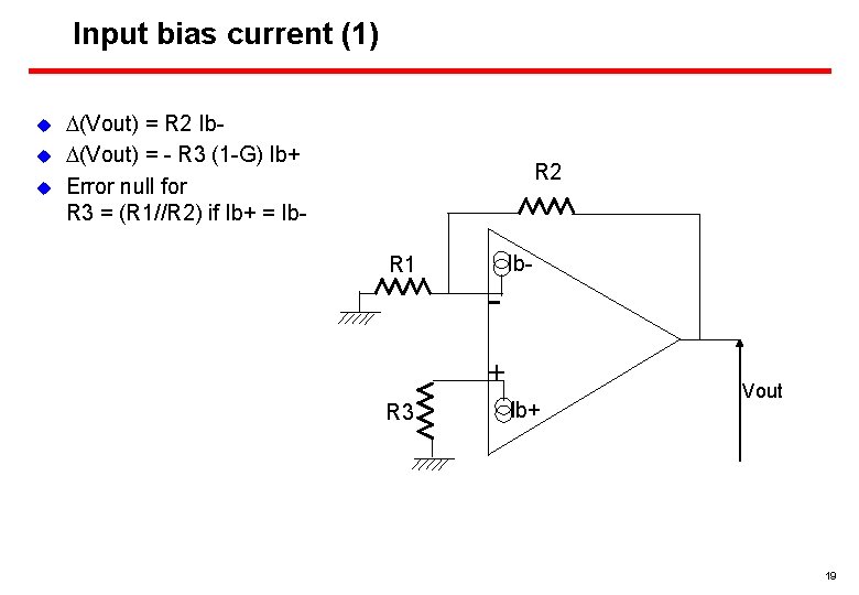 Input bias current (1) u u u (Vout) = R 2 Ib (Vout) =