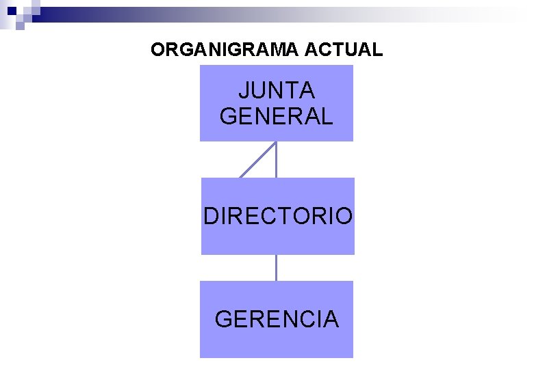 ORGANIGRAMA ACTUAL JUNTA GENERAL DIRECTORIO GERENCIA 