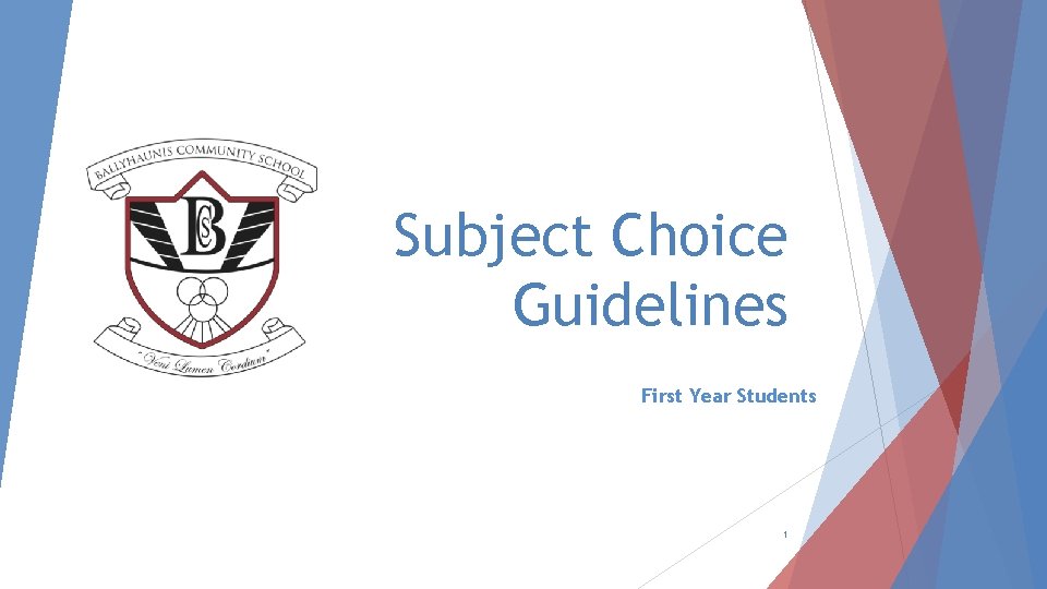 Subject Choice Guidelines First Year Students 1 