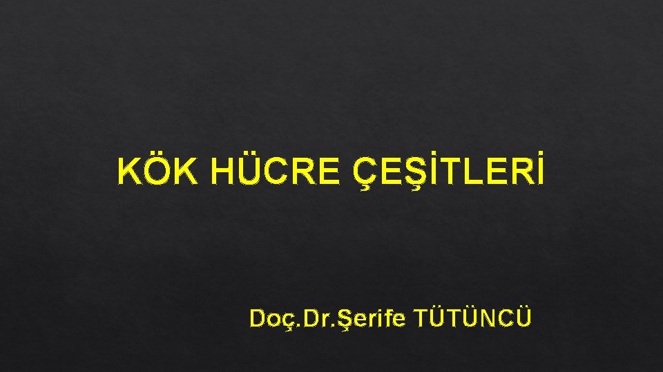 KÖK HÜCRE ÇEŞİTLERİ Doç. Dr. Şerife TÜTÜNCÜ KÖK HÜCRE ÇEŞİTLERİ Doç. Dr. Şerife TÜTÜNCÜ