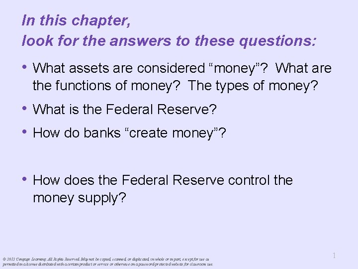 In this chapter, look for the answers to these questions: • What assets are