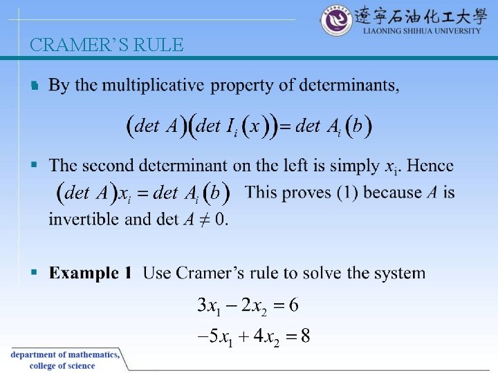 CRAMER’S RULE § 