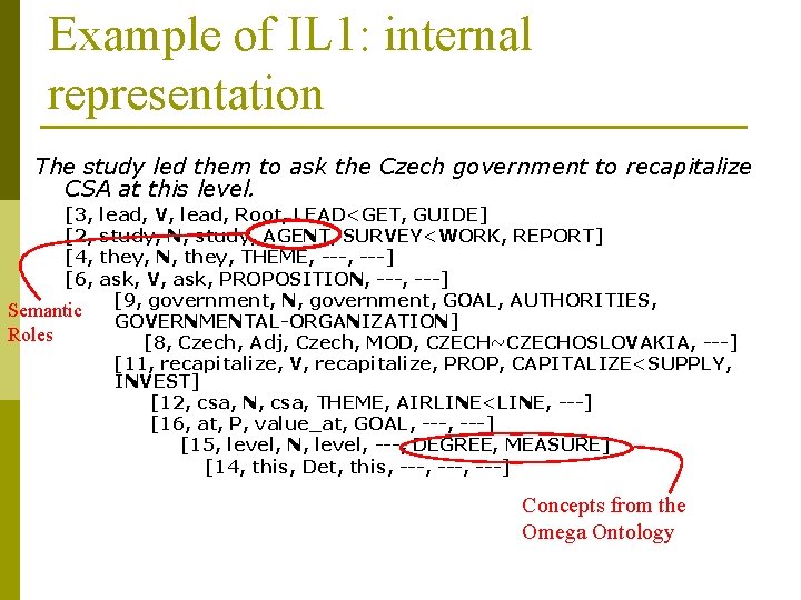 Example of IL 1: internal representation The study led them to ask the Czech