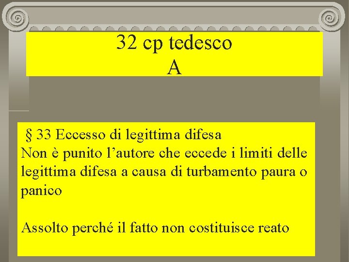 32 cp tedesco A § 33 Eccesso di legittima difesa Non è punito l’autore