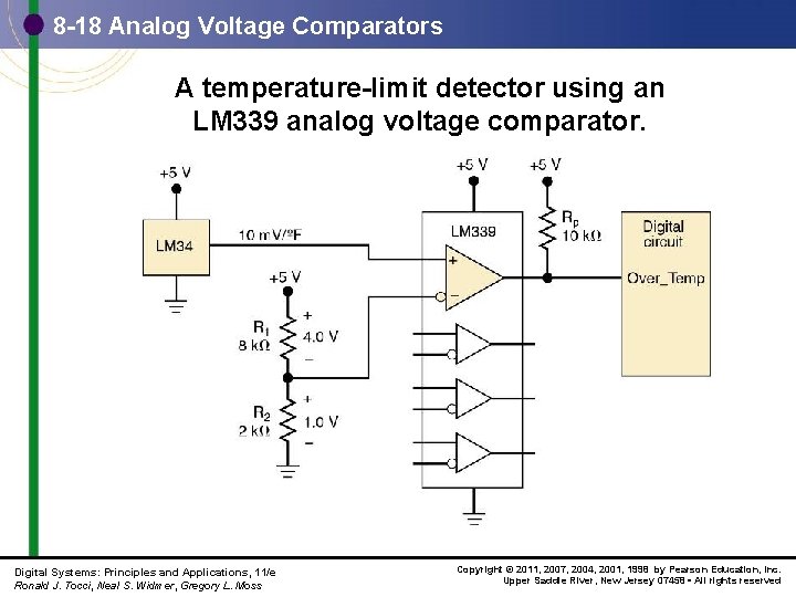 8 -18 Analog Voltage Comparators A temperature-limit detector using an LM 339 analog voltage