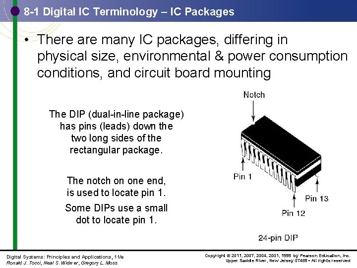 8 -1 Digital IC Terminology – IC Packages • There are many IC packages,