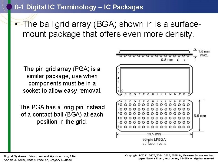 8 -1 Digital IC Terminology – IC Packages • The ball grid array (BGA)