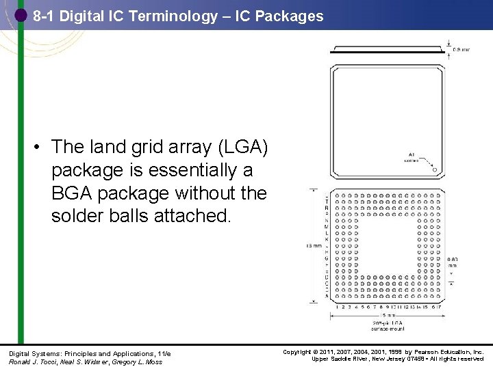 8 -1 Digital IC Terminology – IC Packages • The land grid array (LGA)