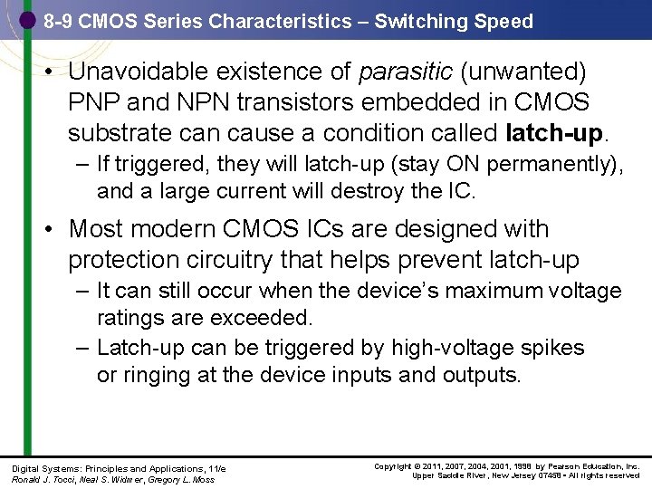 8 -9 CMOS Series Characteristics – Switching Speed • Unavoidable existence of parasitic (unwanted)