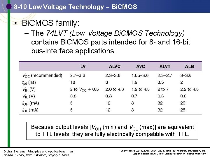 8 -10 Low Voltage Technology – Bi. CMOS • Bi. CMOS family: – The