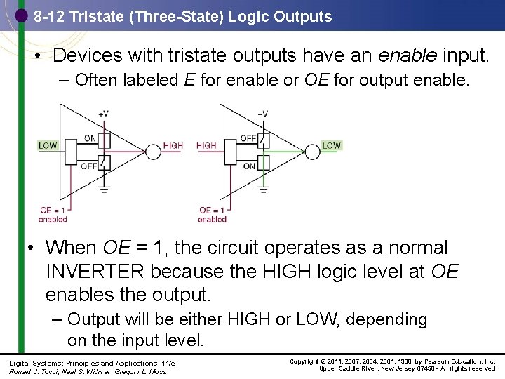 8 -12 Tristate (Three-State) Logic Outputs • Devices with tristate outputs have an enable