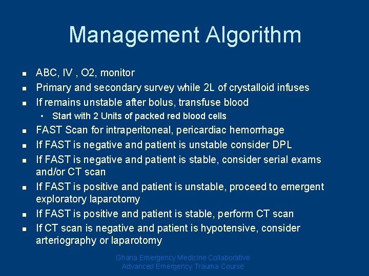 Management Algorithm n n n ABC, IV , O 2, monitor Primary and secondary