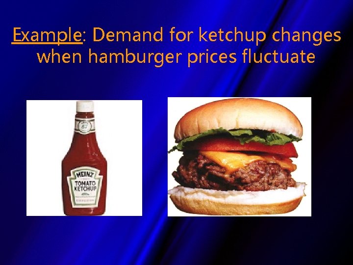 Example: Demand for ketchup changes when hamburger prices fluctuate 