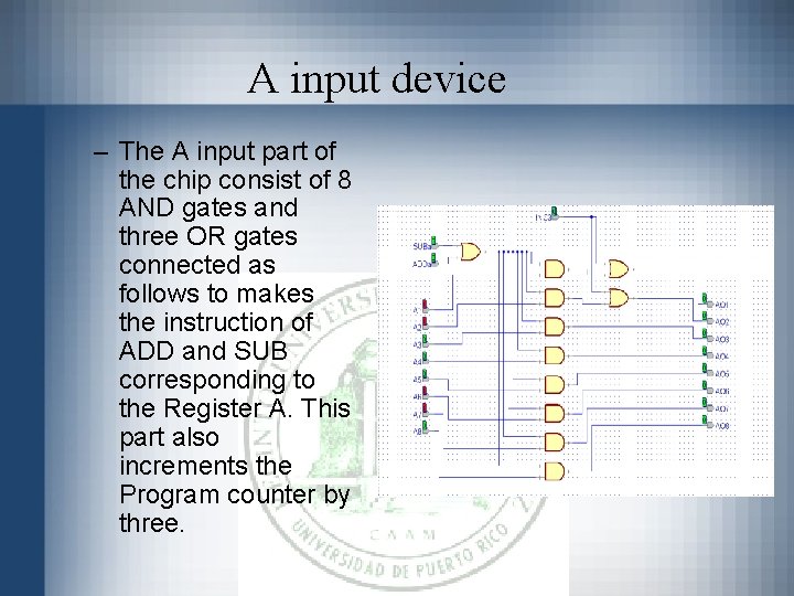 A input device – The A input part of the chip consist of 8