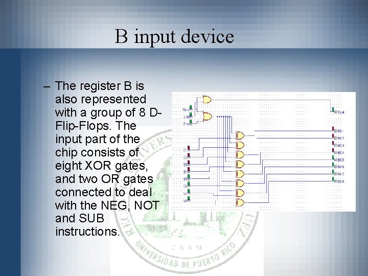 B input device – The register B is also represented with a group of