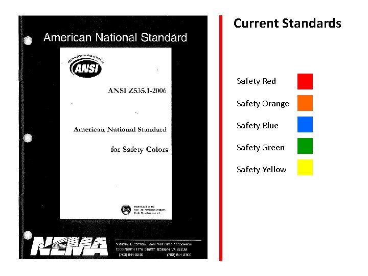Current Standards Safety Red Safety Orange Safety Blue Safety Green Safety Yellow 