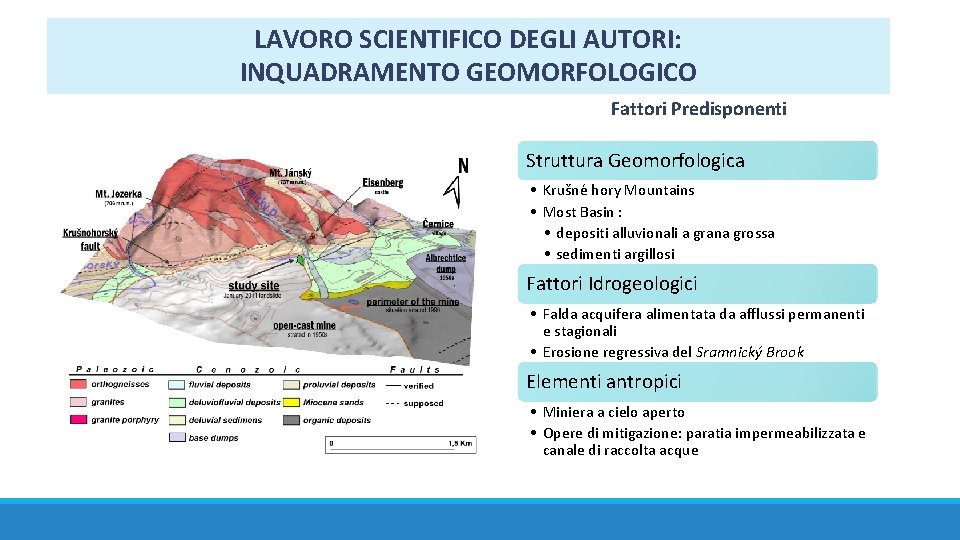 LAVORO SCIENTIFICO DEGLI AUTORI: INQUADRAMENTO GEOMORFOLOGICO Fattori Predisponenti Struttura Geomorfologica • Krušné hory Mountains