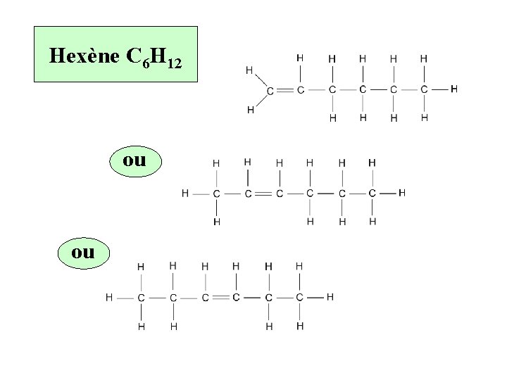 Hexène C 6 H 12 ou ou 