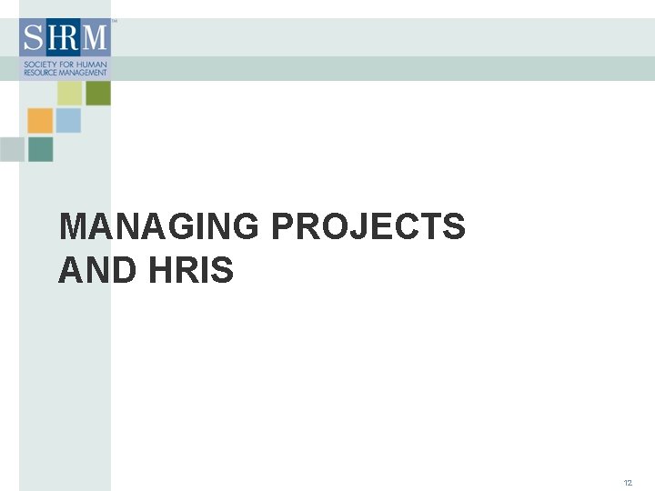 MANAGING PROJECTS AND HRIS 12 