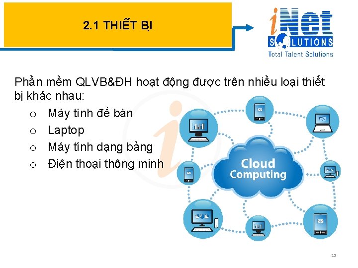 2. 1 THIÊ T BI Phần mềm QLVB&ĐH hoạt động được trên nhiều loại