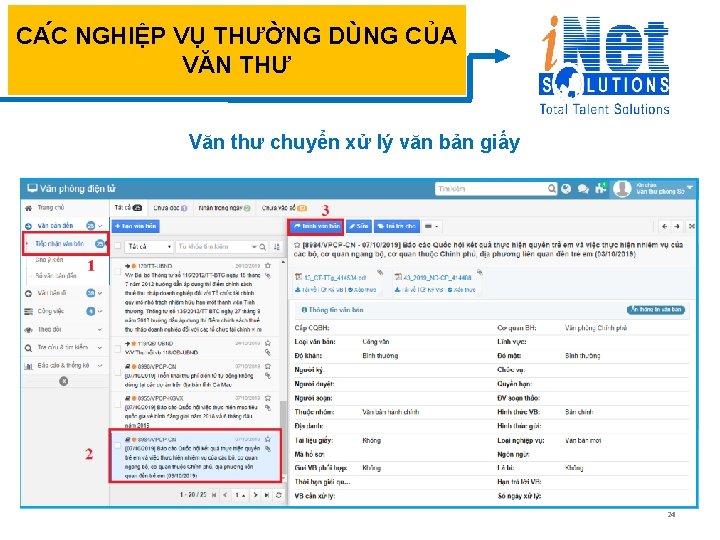 CA C NGHIỆP VỤ THƯỜNG DÙNG CỦA VĂN THƯ Văn thư chuyển xử lý