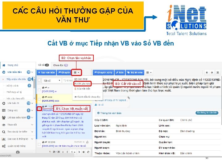 CA C C U HỎI THƯỜNG GẶP CỦA VĂN THƯ Cất VB ở mục