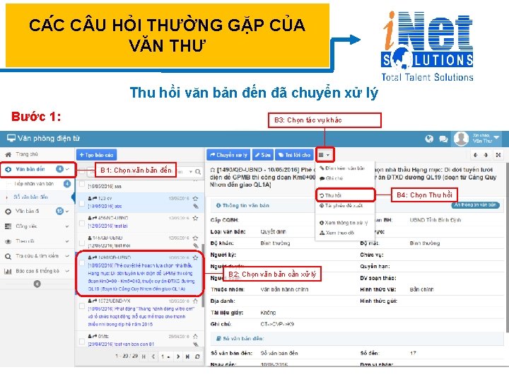 CA C C U HỎI THƯỜNG GẶP CỦA VĂN THƯ Thu hồi văn bản