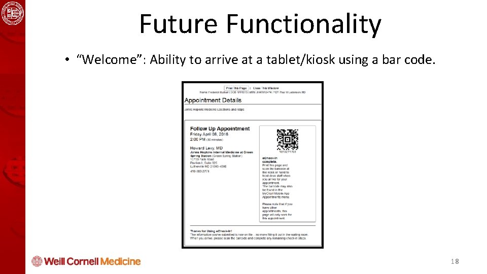 Health Informatics and Quality Course Future Functionality • “Welcome”: Ability to arrive at a