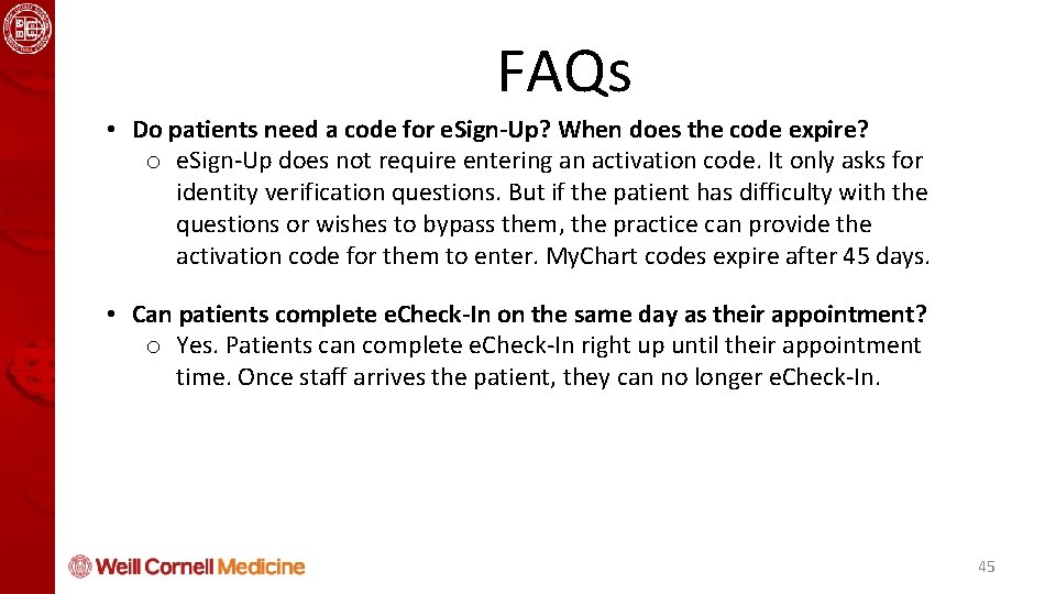 Health Informatics and Quality Course FAQs • Do patients need a code for e.