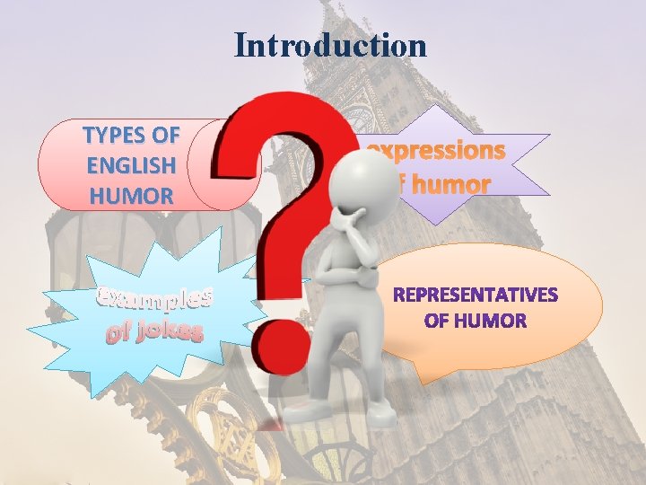 Introduction TYPES OF ENGLISH HUMOR expressions of humor Introduction TYPES OF ENGLISH HUMOR expressions of humor