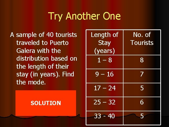 Try Another One A sample of 40 tourists traveled to Puerto Galera with the