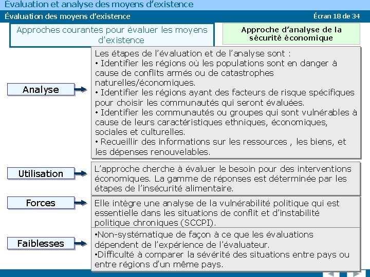 Évaluation et analyse des moyens d’existence Évaluation des moyens d’existence Approches courantes pour évaluer