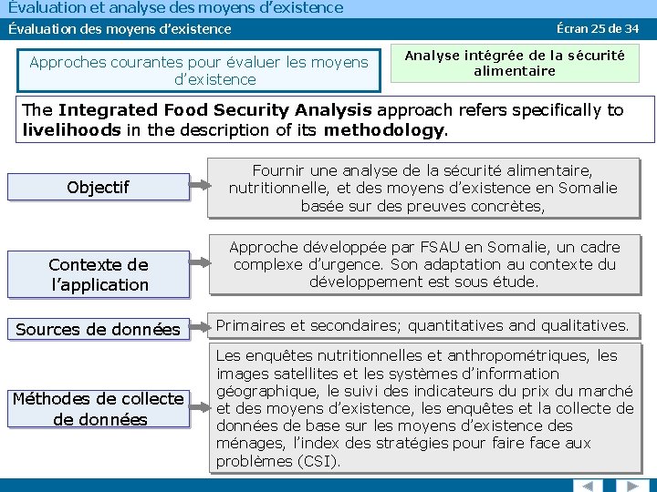 Évaluation et analyse des moyens d’existence Évaluation des moyens d’existence Approches courantes pour évaluer