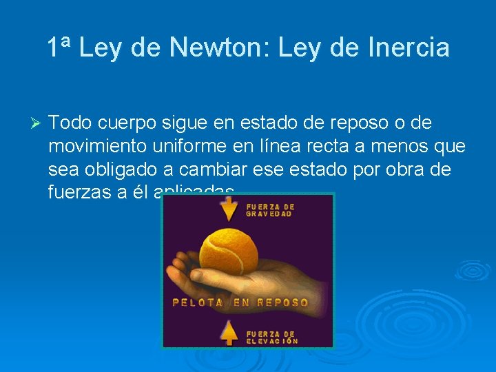 1ª Ley de Newton: Ley de Inercia Ø Todo cuerpo sigue en estado de