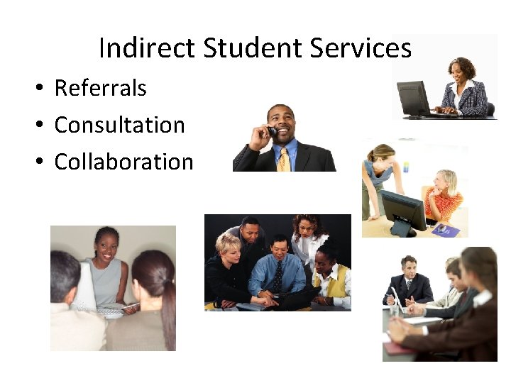 Indirect Student Services • Referrals • Consultation • Collaboration 