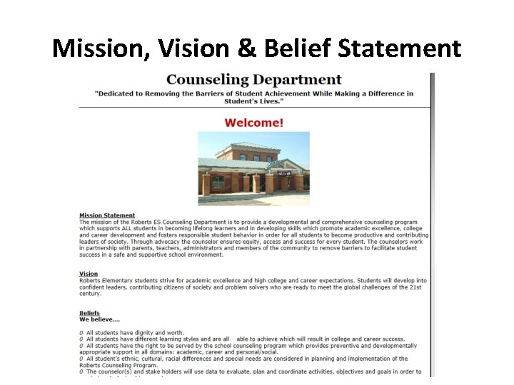 Mission, Vision & Belief Statement 