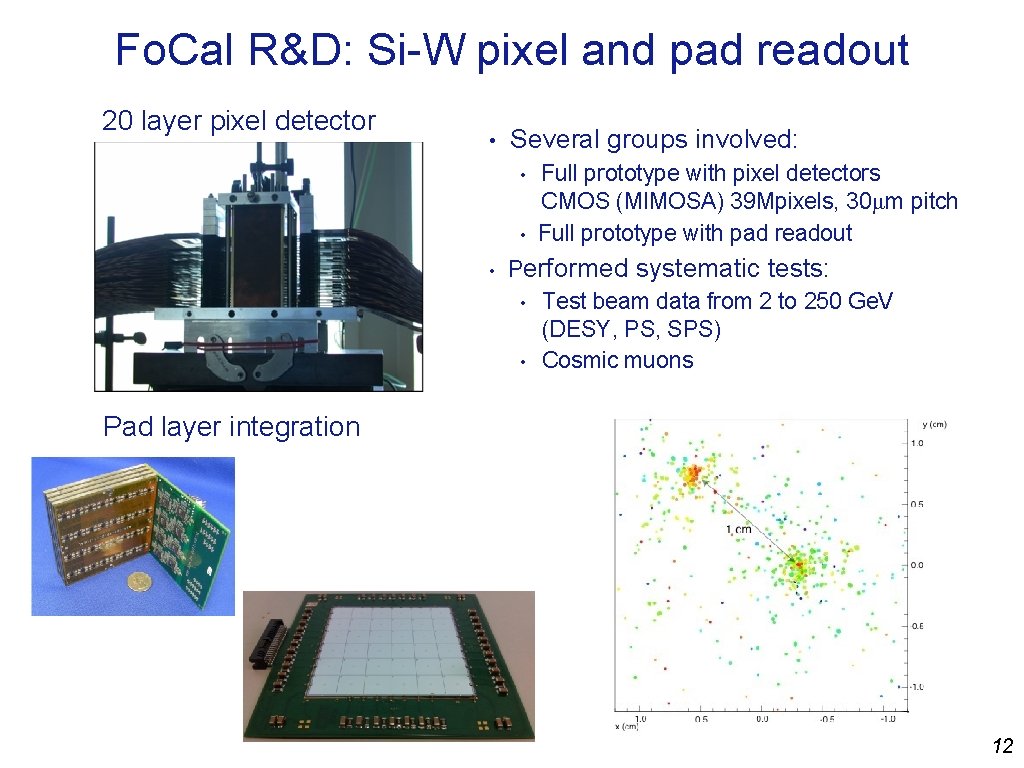 Fo. Cal R&D: Si-W pixel and pad readout 20 layer pixel detector • Several