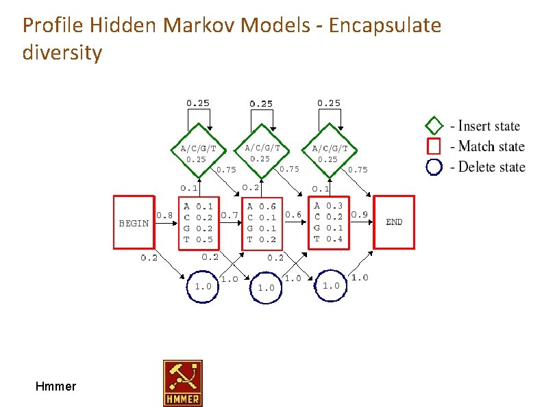 Profile Hidden Markov Models - Encapsulate diversity seq 1 seq 2 seq 3 seq