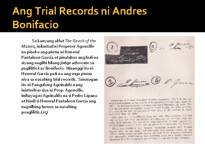 Ang Trial Records ni Andres Bonifacio Sa kanyang aklat The Revolt of the Masses,