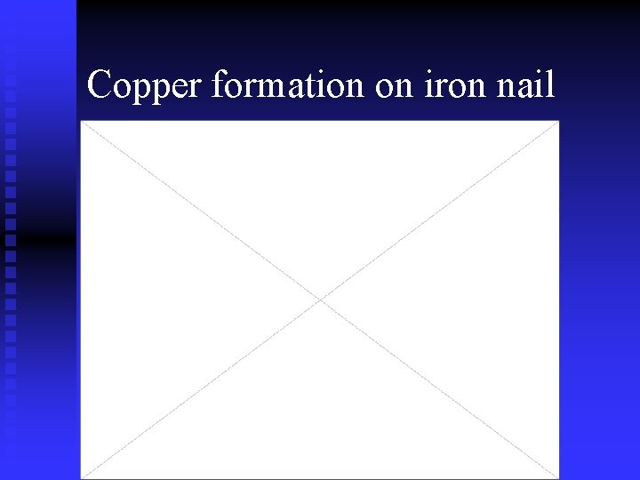Copper formation on iron nail Copper formation on iron nail