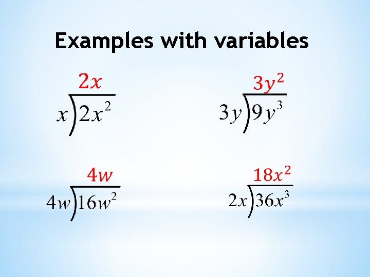 Examples with variables 