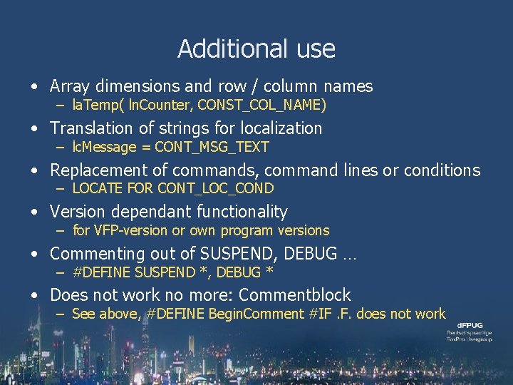 Additional use • Array dimensions and row / column names – la. Temp( ln.