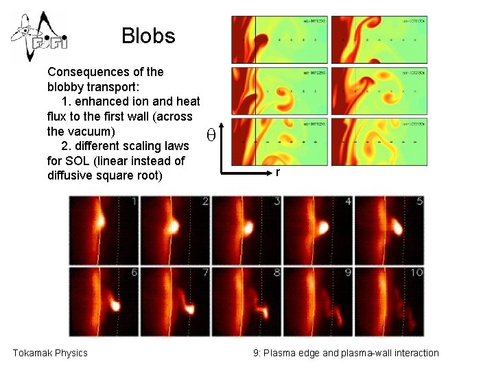 Blobs Consequences of the blobby transport: 1. enhanced ion and heat flux to the