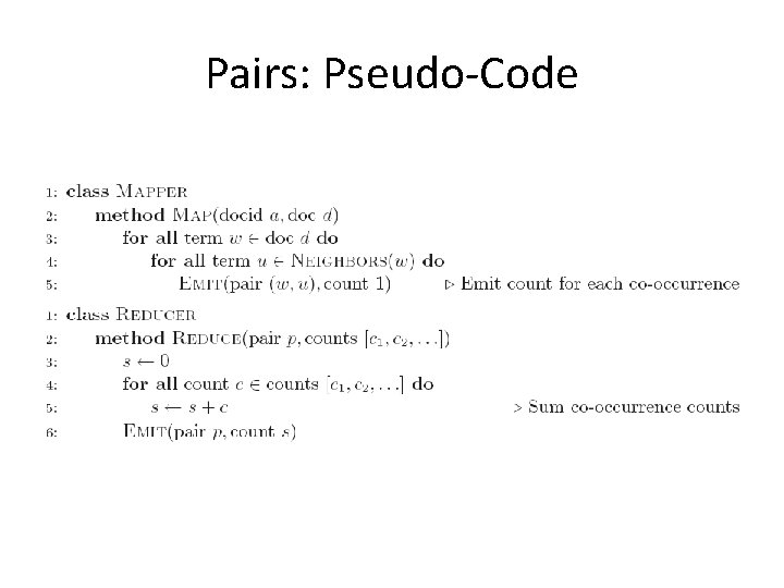 Pairs: Pseudo-Code 