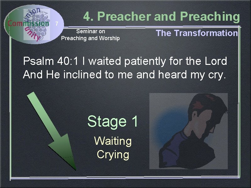 7 4. Preacher and Preaching Seminar on Preaching and Worship The Transformation Psalm 40: