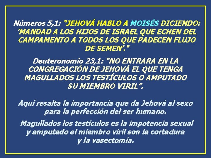 Números 5, 1: “JEHOVÁ HABLO A MOISÉS DICIENDO: ’MANDAD A LOS HIJOS DE ISRAEL Números 5, 1: “JEHOVÁ HABLO A MOISÉS DICIENDO: ’MANDAD A LOS HIJOS DE ISRAEL