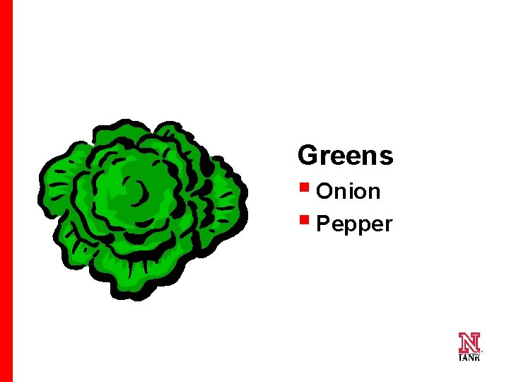 Greens § Onion § Pepper 26 26 26 