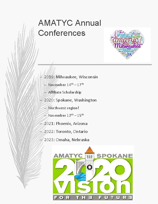 AMATYC Annual Conferences – 2019: Milwaukee, Wisconsin – November 14 th – 17 th