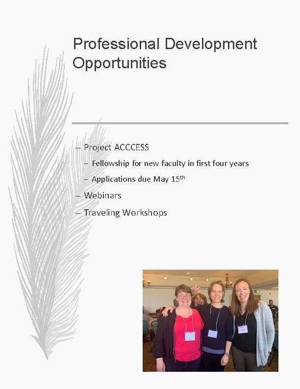 Professional Development Opportunities – Project ACCCESS – Fellowship for new faculty in first four